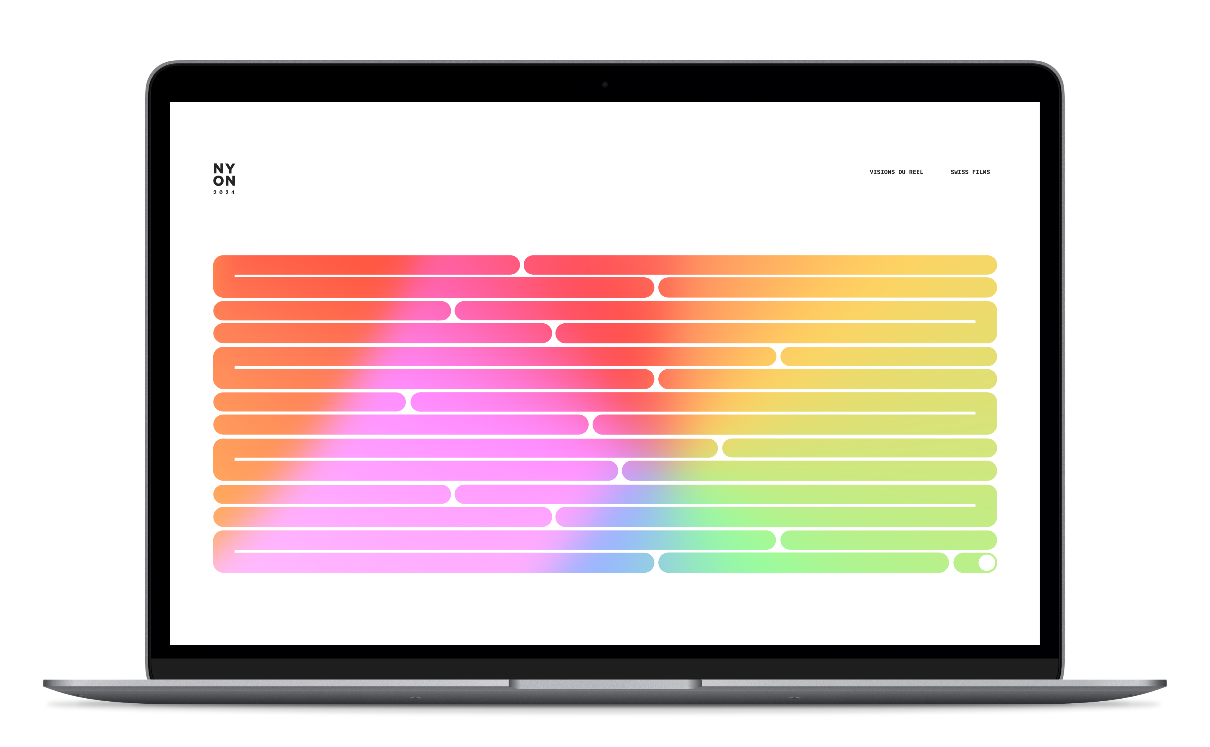 Laptop mockup depicting one of the screens of the Swiss Films project.