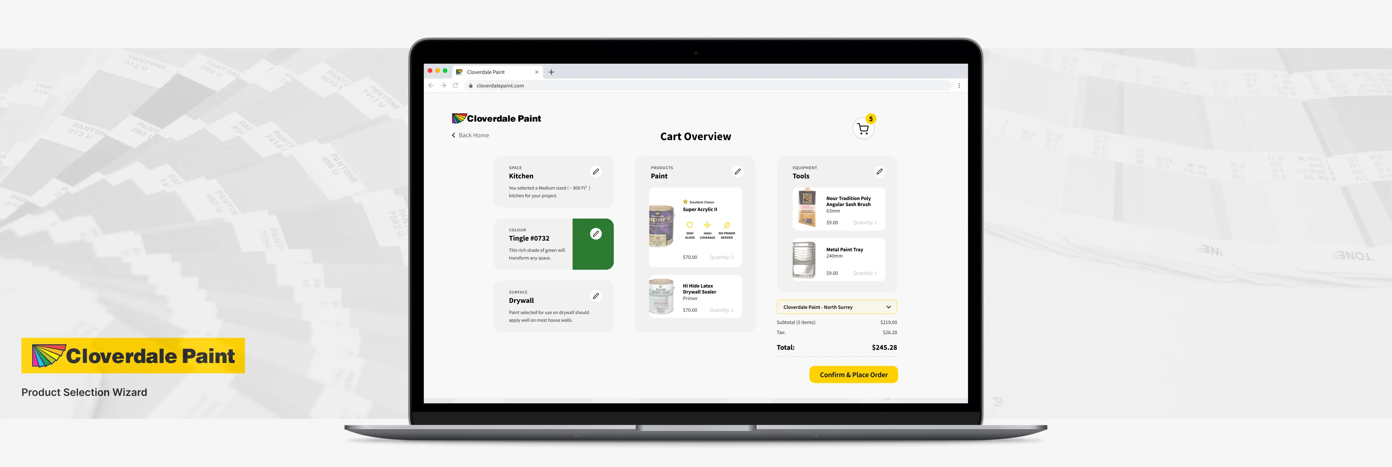 Cloverdale Paint product selection wizard mockup
