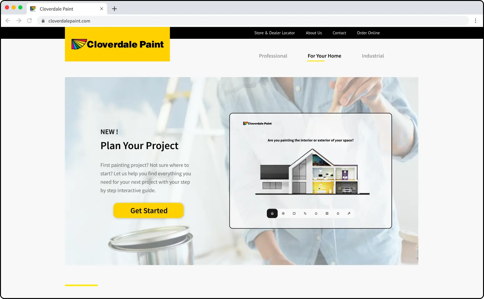 First UI of the Product Selection Wizard that was designed for Cloverdale Paint