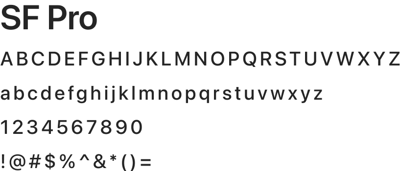 Image of the SF Pro font and some sample text